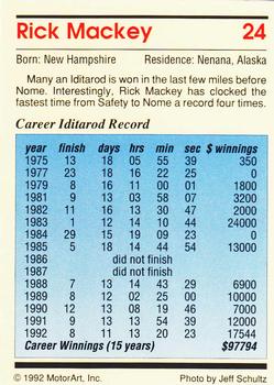 1992 MotorArt Iditarod Sled Dog Race #24 Rick Mackey Back